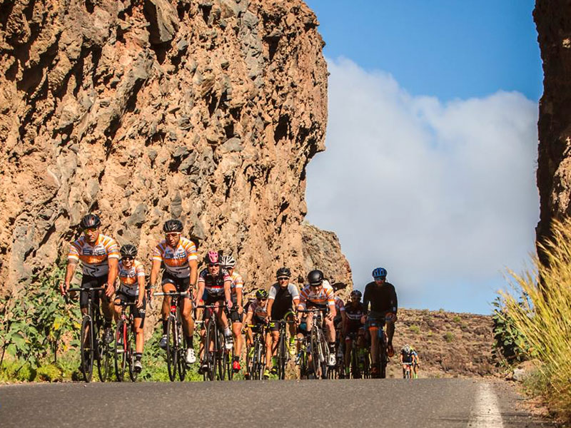 Il Gruppo Bike Division durante un'uscita al Training Camp Gran Canaria